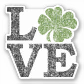 St Patricks Day LIEBE mit Kleeblatt Aufkleber (Vorderseite)