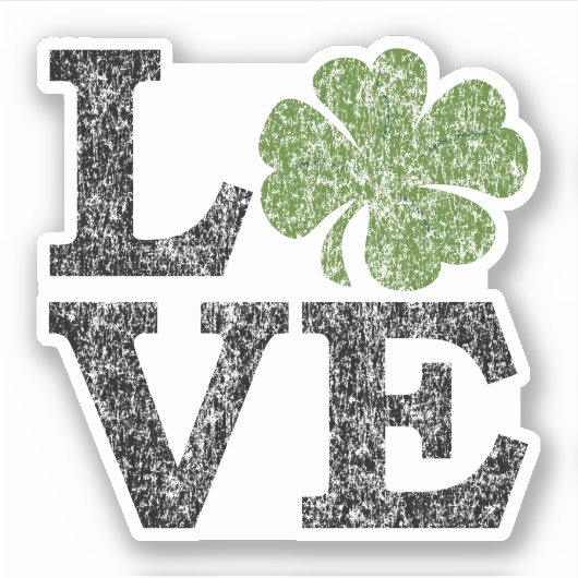 St Patricks Day LIEBE mit Kleeblatt Aufkleber (Vorderseite)