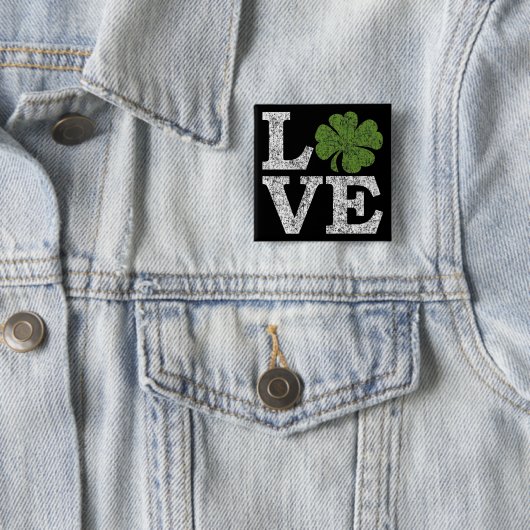 St Patricks Day LIEBE mit Kleeblatt Button (Beispiel)