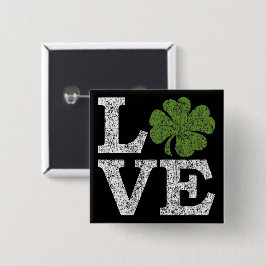 St Patricks Day LIEBE mit Kleeblatt Button