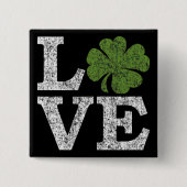 St Patricks Day LIEBE mit Kleeblatt Button (Vorderseite)