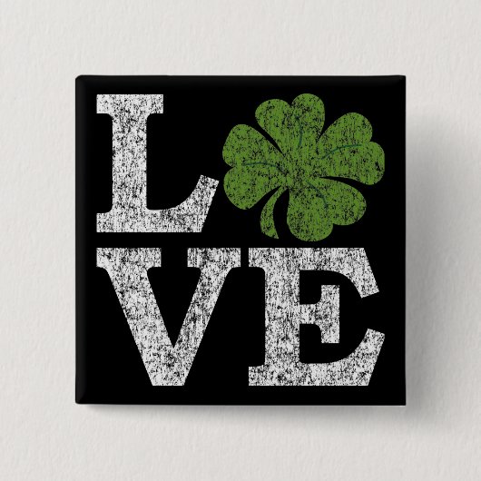 St Patricks Day LIEBE mit Kleeblatt Button (Vorderseite)