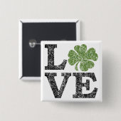 St Patricks Day LIEBE mit Kleeblatt Button (Vorne & Hinten)