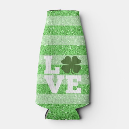 St Patricks Day LIEBE mit Kleeblatt Flaschenkühler (Vorderseite)
