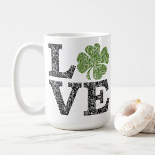 St Patricks Day LIEBE mit Kleeblatt Kaffeetasse