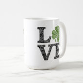 St Patricks Day LIEBE mit Kleeblatt Kaffeetasse (VorderseiteRechts)