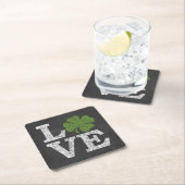 St Patricks Day LIEBE mit Kleeblatt Rechteckiger Pappuntersetzer (Vor Ort)