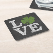 St Patricks Day LIEBE mit Kleeblatt Rechteckiger Pappuntersetzer (angewinkelt)
