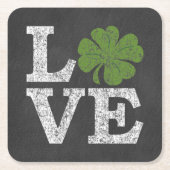 St Patricks Day LIEBE mit Kleeblatt Rechteckiger Pappuntersetzer (Vorderseite)