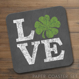 St Patricks Day LIEBE mit Kleeblatt Rechteckiger Pappuntersetzer