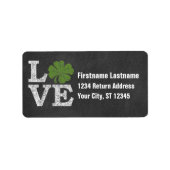 St Patricks Day LIEBE mit Kleeblatt Rücksendeadres Adressaufkleber (Vorne)
