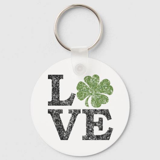 St Patricks Day LIEBE mit Kleeblatt Schlüsselanhänger (Vorderseite)