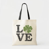 St Patricks Day LIEBE mit Kleeblatt Tragetasche (Vorne)