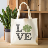 St Patricks Day LIEBE mit Kleeblatt Tragetasche