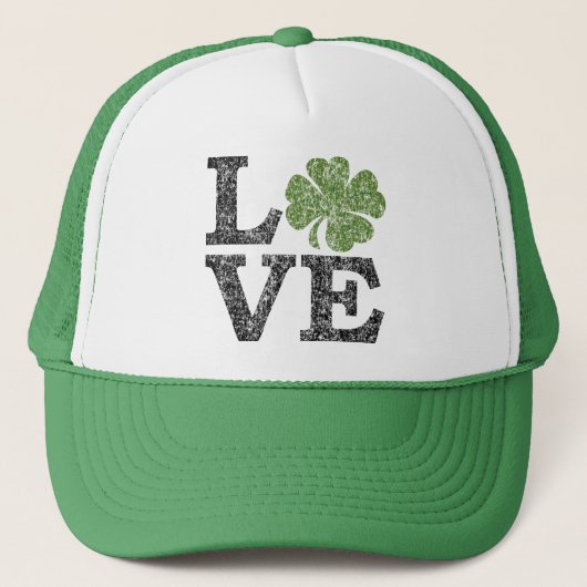 St Patricks Day LIEBE mit Kleeblatt Truckerkappe (Vorderseite)