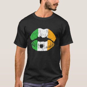 St Patricks Day Lips Irland Flaggen Kleeblatt Men  T-Shirt