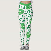 St. Patrick's Day Lips Kiss Green Kleeblatt Clover Leggings (Vorderseite)