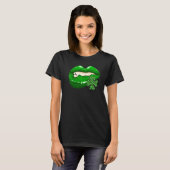 St Patrick's Day Lips Leopard Kleeblatt Phantastis T-Shirt (Vorne ganz)