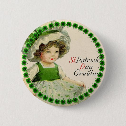 St Patrick's Day Little Irish Girl Button (Vorderseite)
