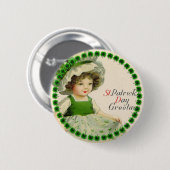St Patrick's Day Little Irish Girl Button (Vorne & Hinten)