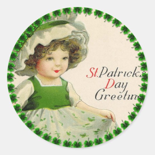 St Patrick's Day Little Irish Girl Runder Aufkleber (Vorderseite)