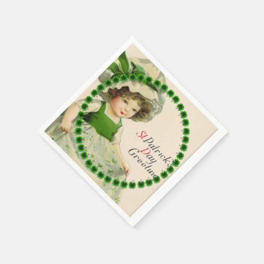 St Patrick's Day Little Irish Girl Serviette (Ecke)