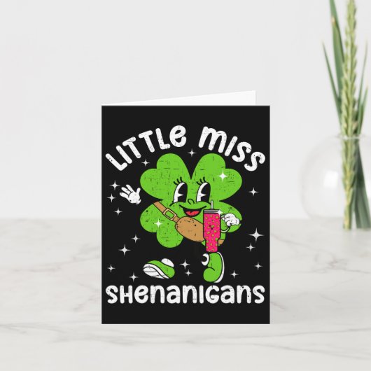 St Patricks Day Little Miss Shenanigans Kleeblatt Karte (Vorderseite)