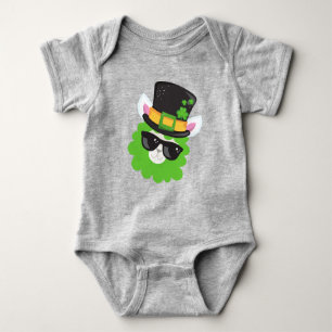 St. Patrick's Day, Llama, Alpaca, Leprechaun Hat Baby Strampler