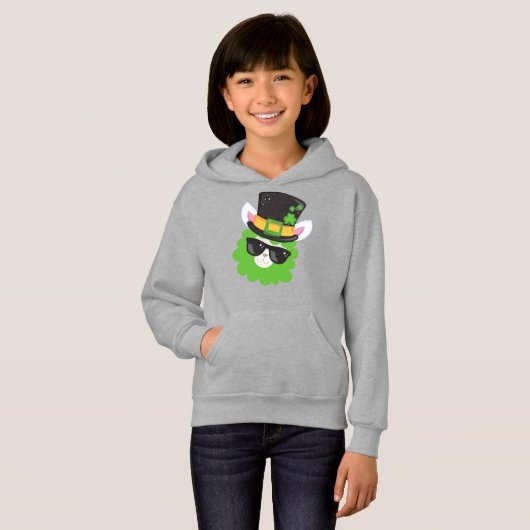 St. Patrick's Day, Llama, Alpaca, Leprechaun Hat Hoodie (Vorne ganz)