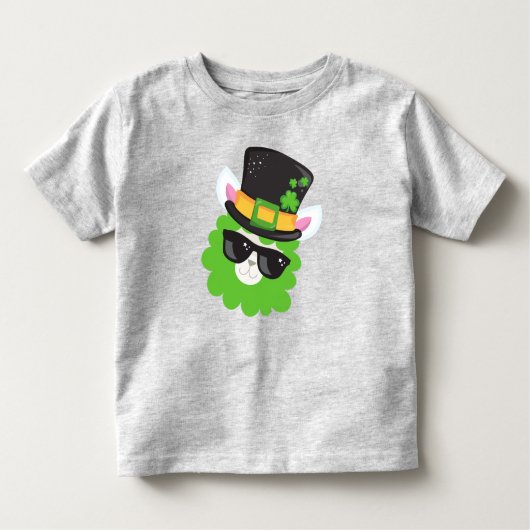 St. Patrick's Day, Llama, Alpaca, Leprechaun Hat Kleinkind T-shirt (Vorderseite)