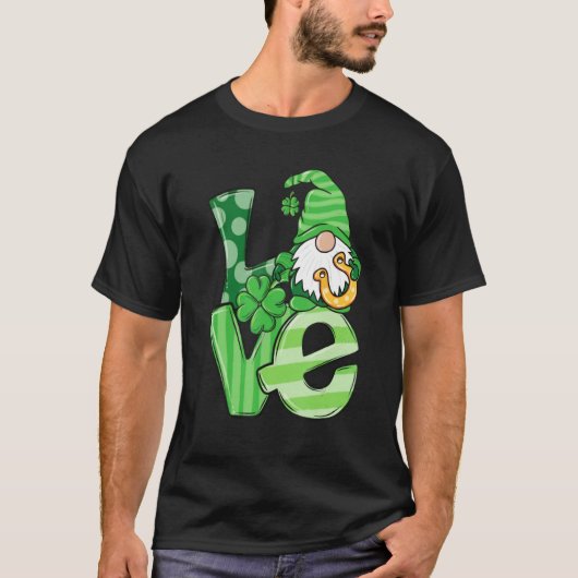 St Patrick's Day Love Gnomes Shamrock Horseshoe Ir T-Shirt (Vorderseite)