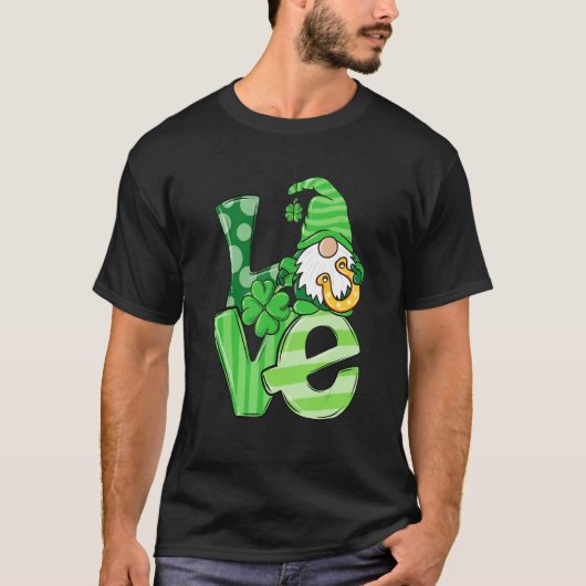 St Patrick's Day Love Gnomes Shamrock Horseshoe Ir T-Shirt (Vorderseite)