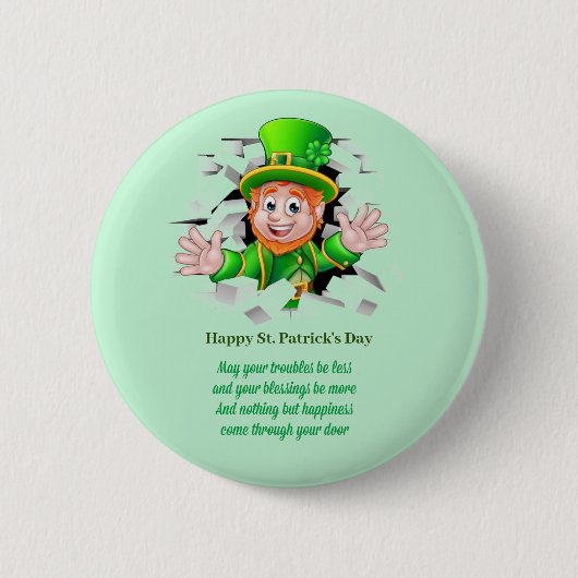 St. Patrick's Day Lprechaun Button (Vorderseite)