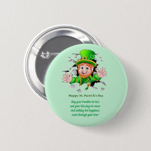 St. Patrick's Day Lprechaun Button (Vorne & Hinten)