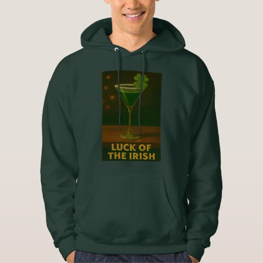 St. Patrick's Day Luck Of The Irish Clover Martini Hoodie (Vorderseite)