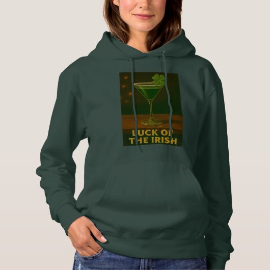St. Patrick's Day Luck Of The Irish Clover Martini Hoodie (Vorderseite)