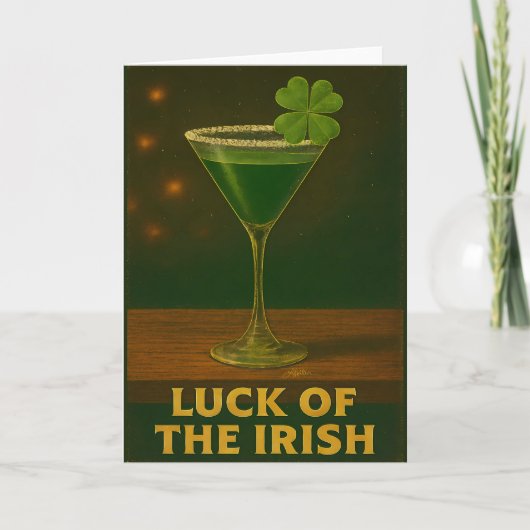 St. Patrick's Day Luck Of The Irish Clover Martini Karte (Vorderseite)