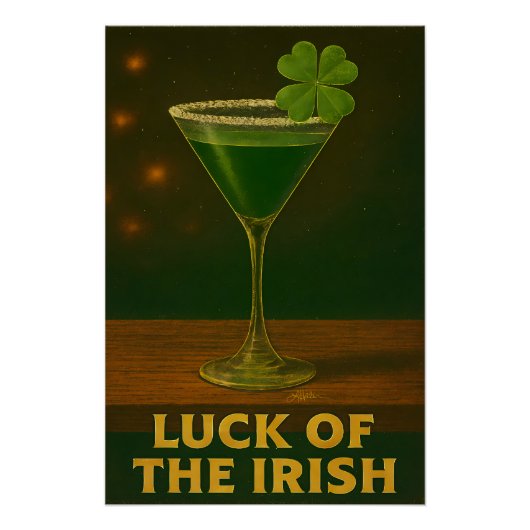 St. Patrick's Day Luck Of The Irish Clover Martini Poster (Vorderseite)