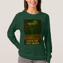 St. Patrick's Day Luck Of The Irish Clover Martini T-Shirt
