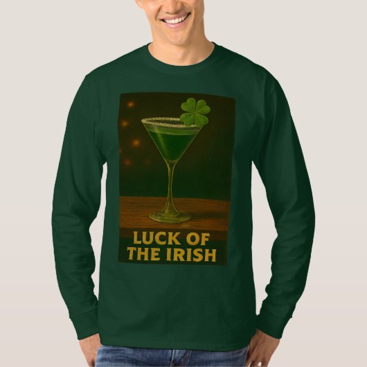 St. Patrick's Day Luck Of The Irish Clover Martini T-Shirt (Vorderseite)
