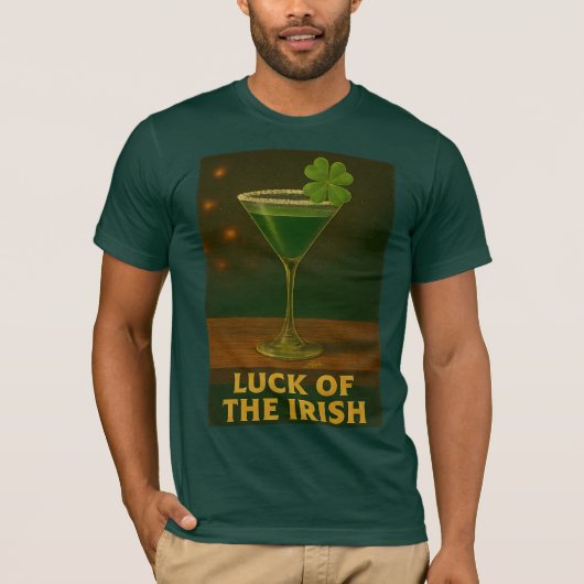 St. Patrick's Day Luck Of The Irish Clover Martini T-Shirt (Vorderseite)