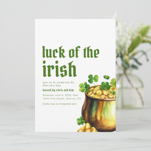 St. Patrick's Day Luck The Irish Party Einladung (Stehend Vorderseite)