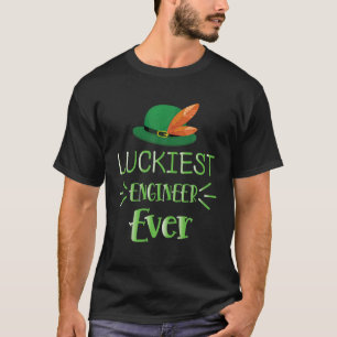 St Patrick's Day Luckiest Engineer Ever Kleeblatt  T-Shirt