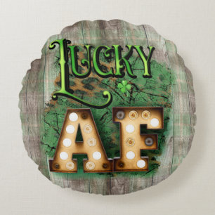 St. Patrick's Day Lucky AF Irische Laufschriftlich Rundes Kissen