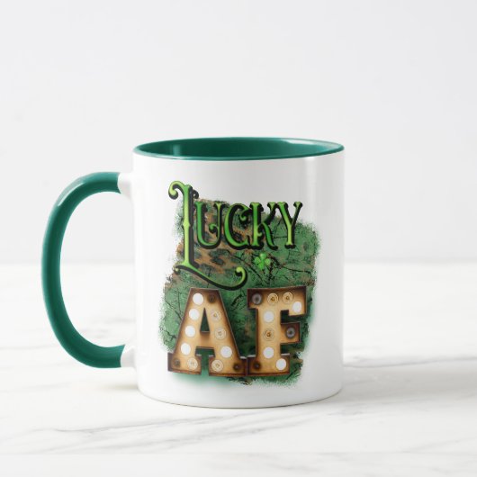 St. Patrick's Day Lucky AF Irish Marquee Lights Tasse (Links)