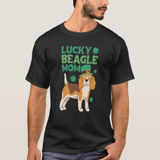 St Patrick's Day Lucky Beagle Mom T-Shirt (Vorderseite)