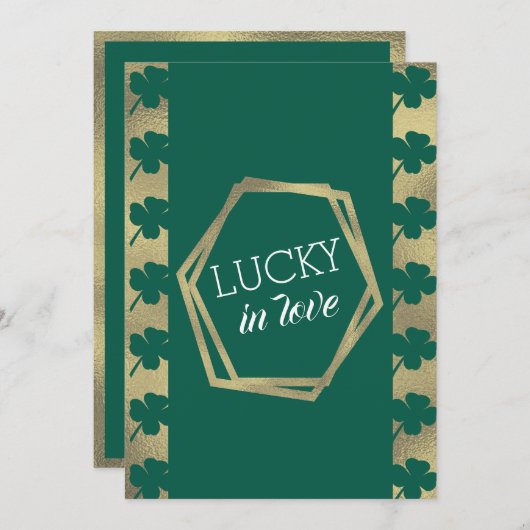 St. Patricks Day Lucky Brautparty Green Gold Einladung (Vorne/Hinten)