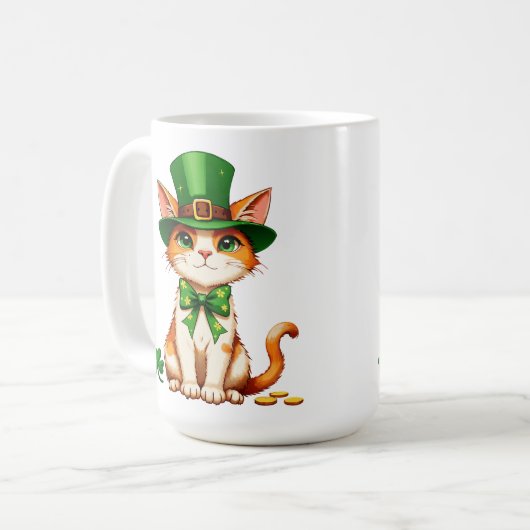 St. Patrick's Day Lucky Cat Kaffeetasse (Vorderseite Links)