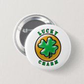 St. Patrick's Day Lucky Charm 4 Leaf Klee Button (Vorne & Hinten)