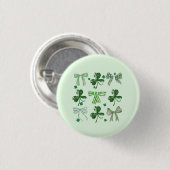 St. Patrick's Day Lucky Clover and Bow Button (Vorne & Hinten)